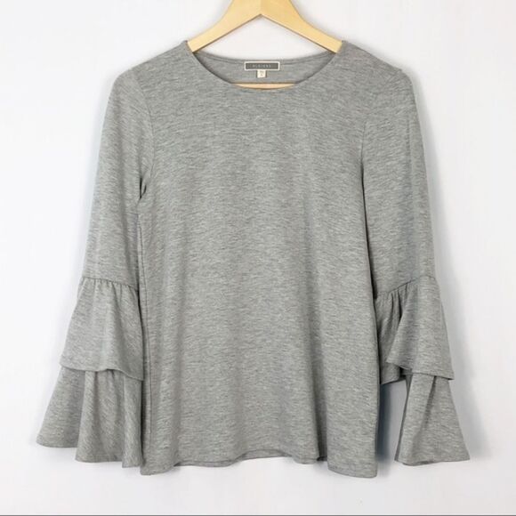 NWT Heather Gray Ruffle Sleeve Top - Picture 1 of 5